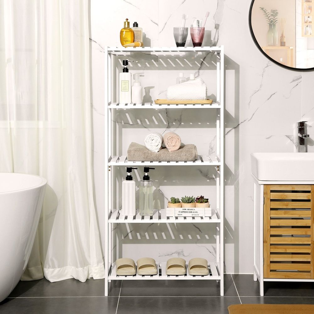 Scaffale per bagno in legno bamboo bianco 3 ripiani Tahiti | Leroy Merlin