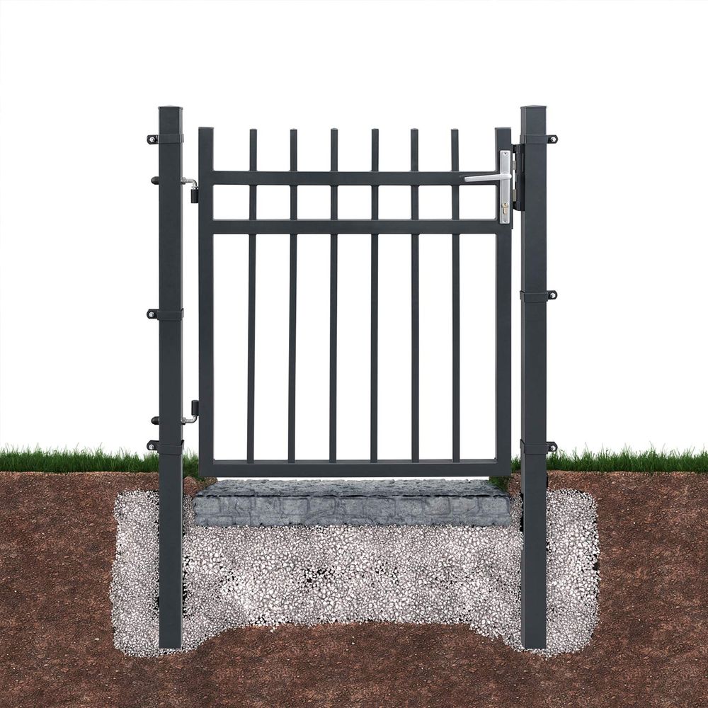 Cancello Da Giardino In Acciaio Nero 100x200 Cm - Design Ad Arco Con Palì E Serratura - Foto 7