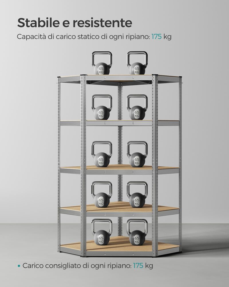 Scaffalatura Modulare Inox Con Piani Ad Incastro Cm. 160x30x200h - Foto 4