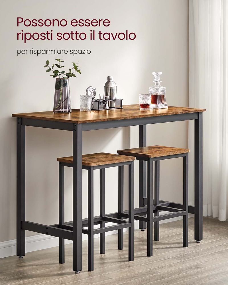 VASAGLE Set di Tavolo Alto con Sgabelli SONGMICS HOME