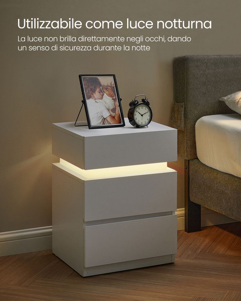 Video su Qual è 4 Comò da Letto Piccolo Tavolino Notturno con Stazione di Ricarica Tavolo Laterale con Luce LED per Camera da Letto Soggiorno