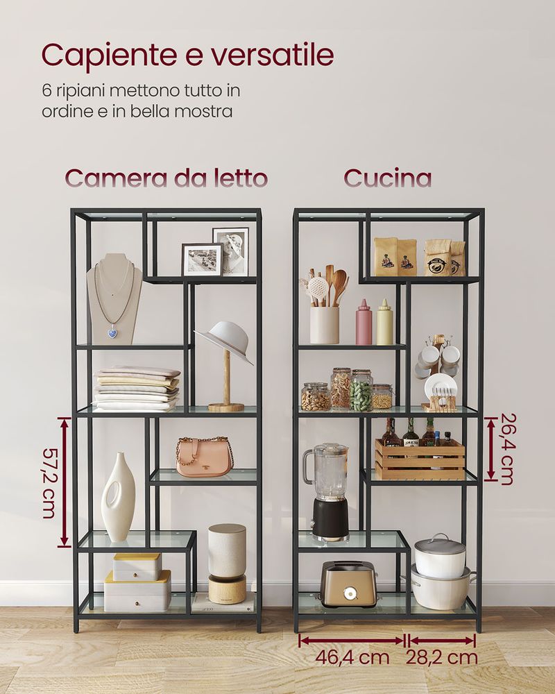 Libreria 6 Scomparti Scaffale A Giorno Scaffale Orizzontale Per Ufficio Soggiorno Camera Da Letto 120 X 33 X 80 Cm Stile Industriale Rustico Marrone E Nero 56308568