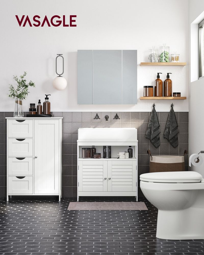 HOCSOK Armadietto da Pavimento per Bagno, Mobiletto da Terra