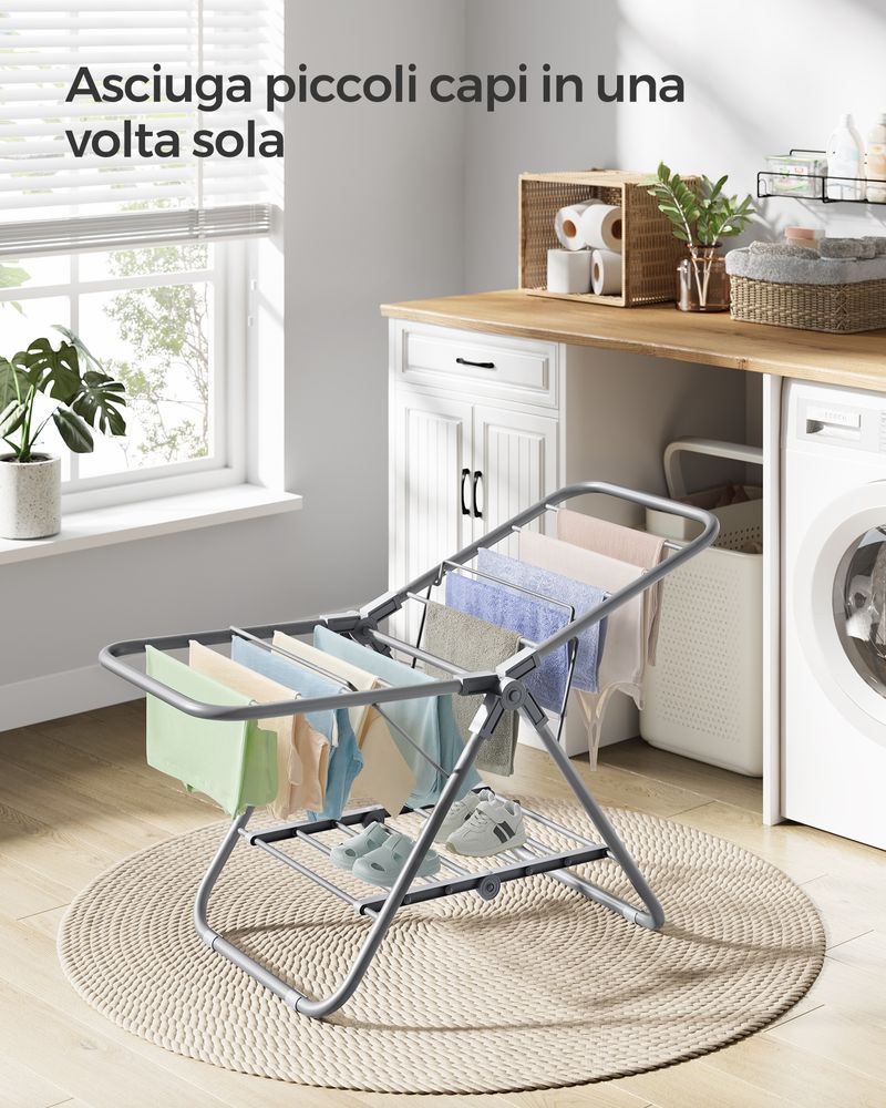 SAMMART Scolapiatti Pieghevole 12L Con Scolabicchieri E Portautensili | Asciugatura Rapida In Silicone E PP | Salvaspazio Per Campeggio E Cucina (Grigio) - 6