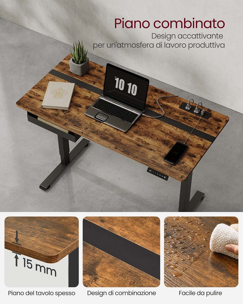 Flamaker Scrivania Elettrica Regolabile In Altezza (73-122cm) Con Memoria E USB, Nero