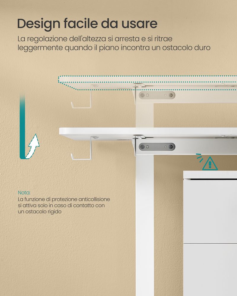 Scrivania elettrica regolabile in altezza grigia 138 x 68 cm