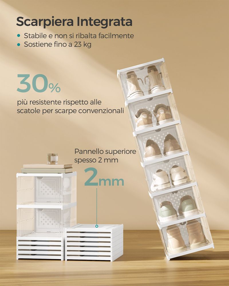 Set 20 Scatole Per Scarpe Con Cassetto – Finestra Trasparente, Cartone Artigianale, 35x23,5x13,5 Cm