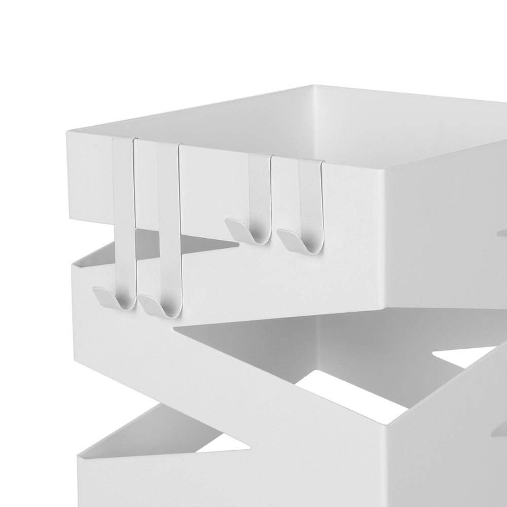 Portaombrelli In Metallo Bianco 16x16x49cm – Supporto Pratico Per Ombrelli E Bastoni, Ideale Per Ingresso E Corridoio