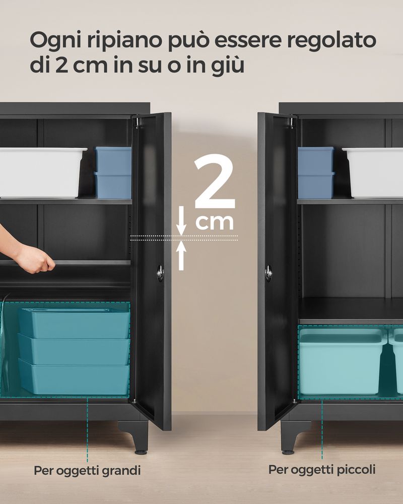 ARMADIETTO MEDICINALI CON 3 MENSOLE E BLOCCO CON CHIAVI IN ACCIAIO 30x14x46cm Nero 82827658