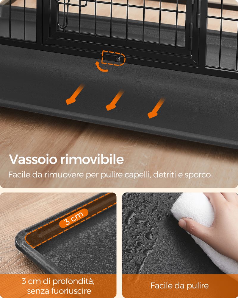 SONGMICS Gabbia Per Piccoli Animali XL, 102x51x51 Cm, Con Coperchio E Vassoio, 2 Chiavistelli, Facile Da Montare