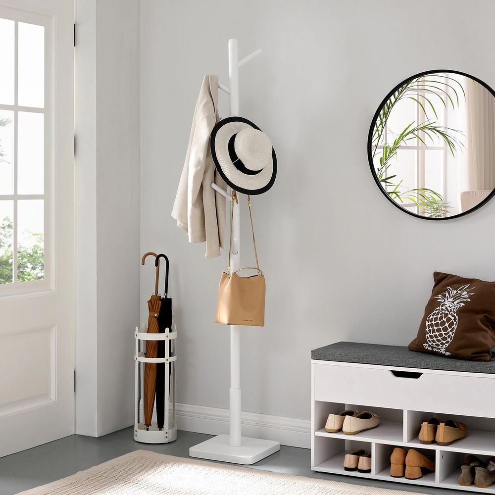 Set Di Scarpiera Con Panca Portascarpe, Appendiabiti - 100 X 34 X 180 Cm Pannello Truciolare Bianco 96036371
