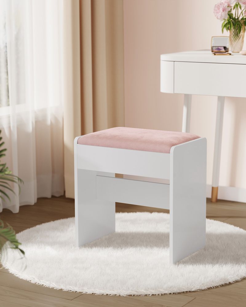 Sgabello Da Toeletta Girevole 360° In Velluto – Regolabile In Altezza, Pouf Per Trucco, Bagno E Soggiorno, Grigio Velluto