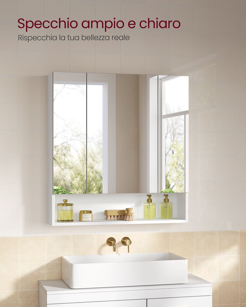 Armadio Da Bagno Con Specchio 41x15x56 Cm - Moderno In Alluminio, Preassemblato - Foto 11