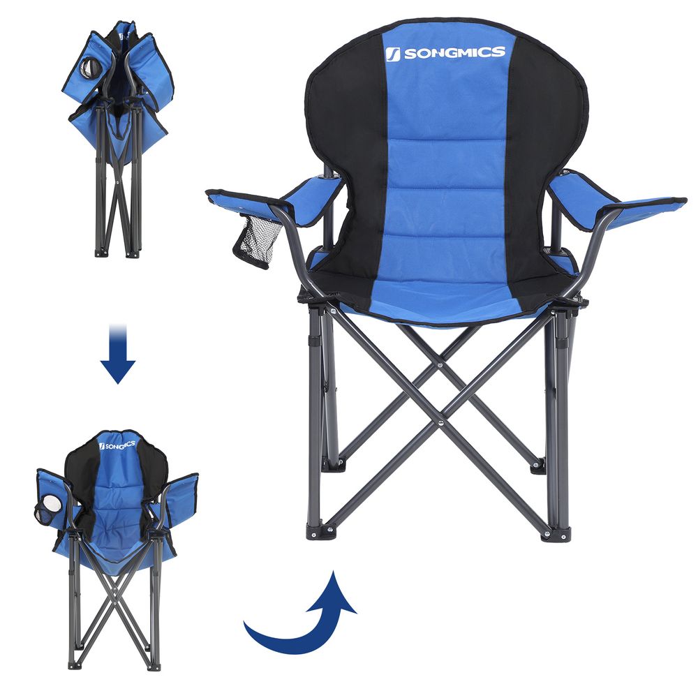 GIANTEX 2 Sedie da Capeggio con Obrellone, Pieghevole Doppia Sedia da Pesca con Portabicchieri