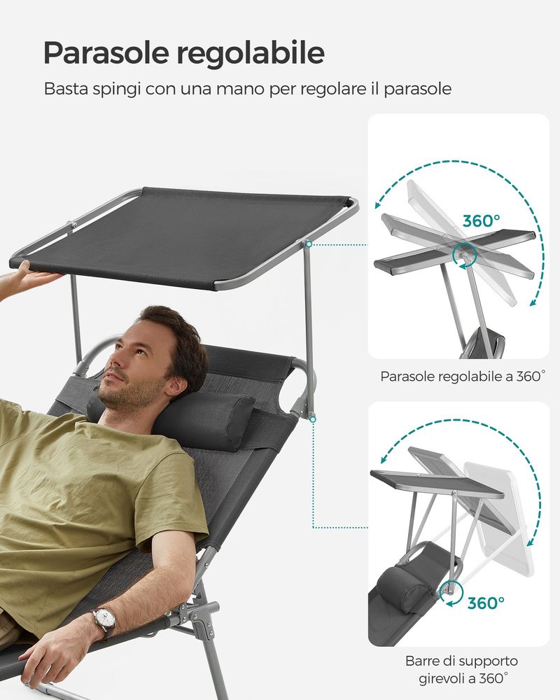 Florabest Aluminium Sunlounger Florabest Lounger Lettino Sdraio