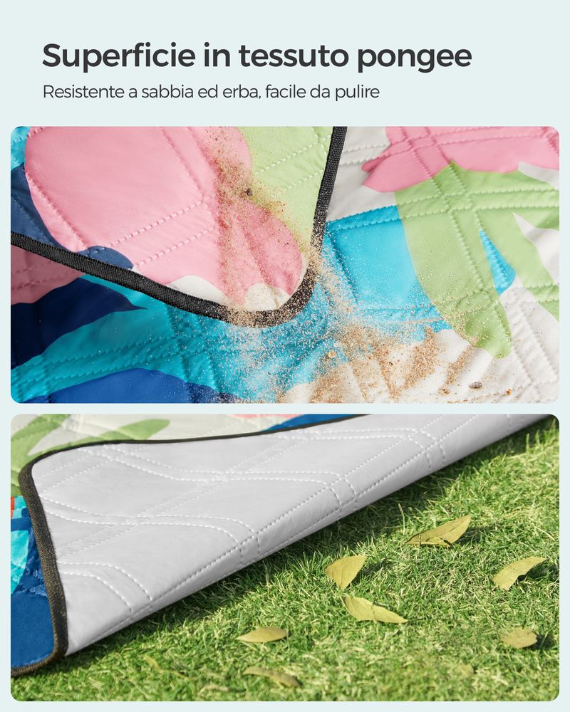 SOMLAW Coperta Picnic Impermeabile 200x200 cm, Telo Picnic Impermeabile, con Maniglia, Lavabile Lavatrice, Pieghevole, Coperta da Spiaggia Picnic, Tappetino da Picnic per Spiaggia, Viaggi, Campeggio