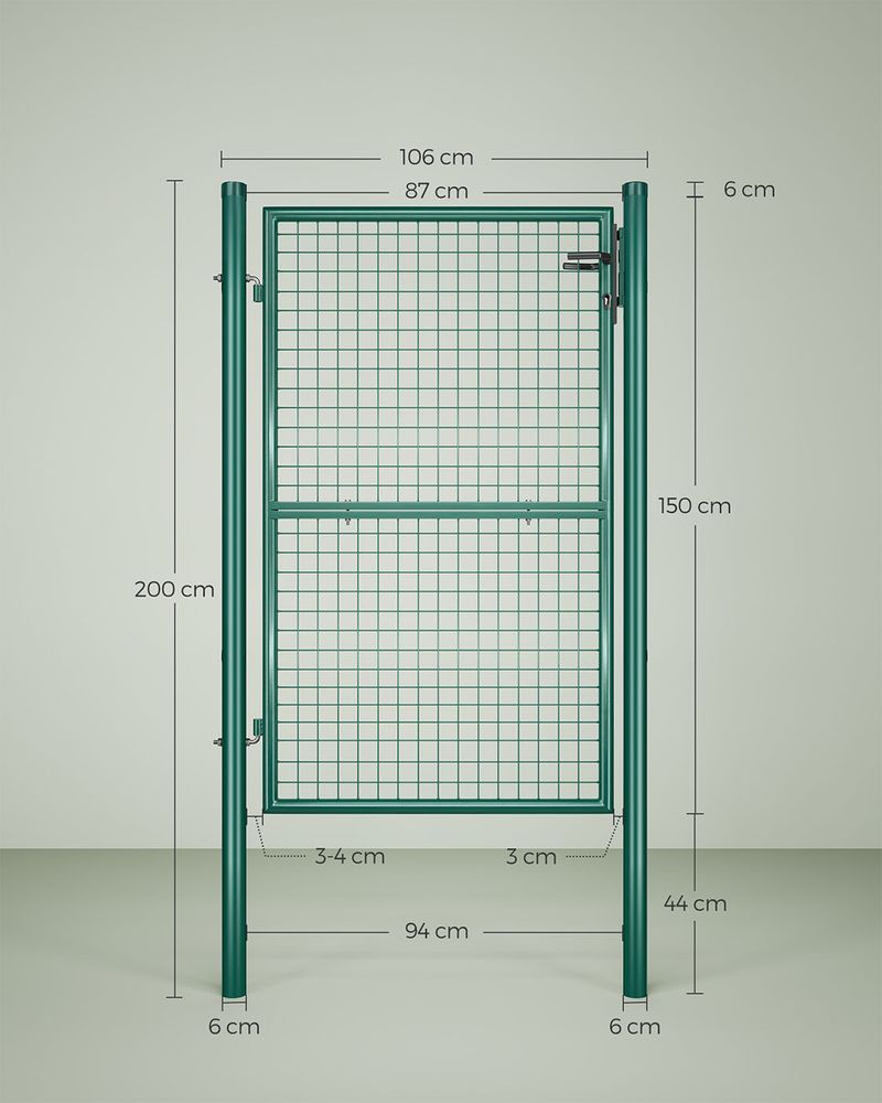 Cancello Giardino In Acciaio Zincato - 5 Sbarre, Regolabile 95-170cm X 90cm, Con Fermo Autobloccante