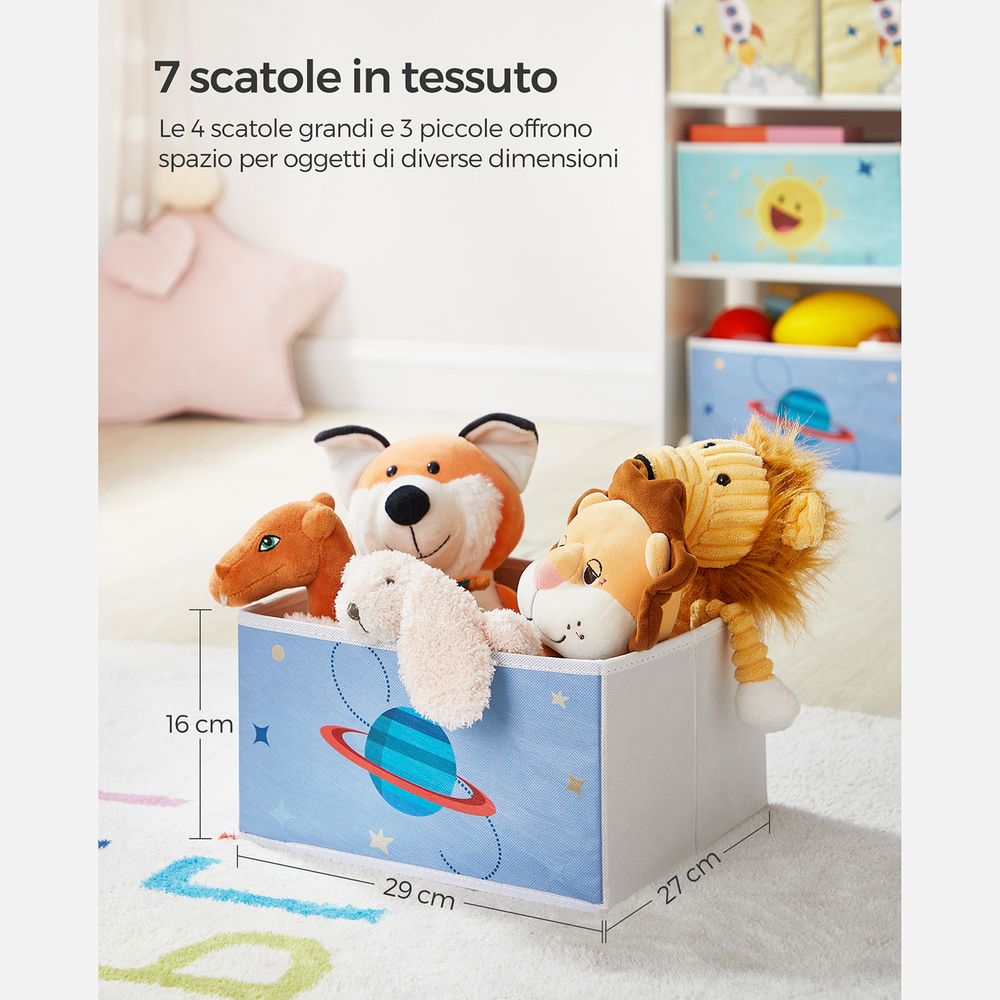 SCAFFALE CAMERETTA CON contenitori per giocattoli, portagiochi, libreria  bambini EUR 44,95 - PicClick IT