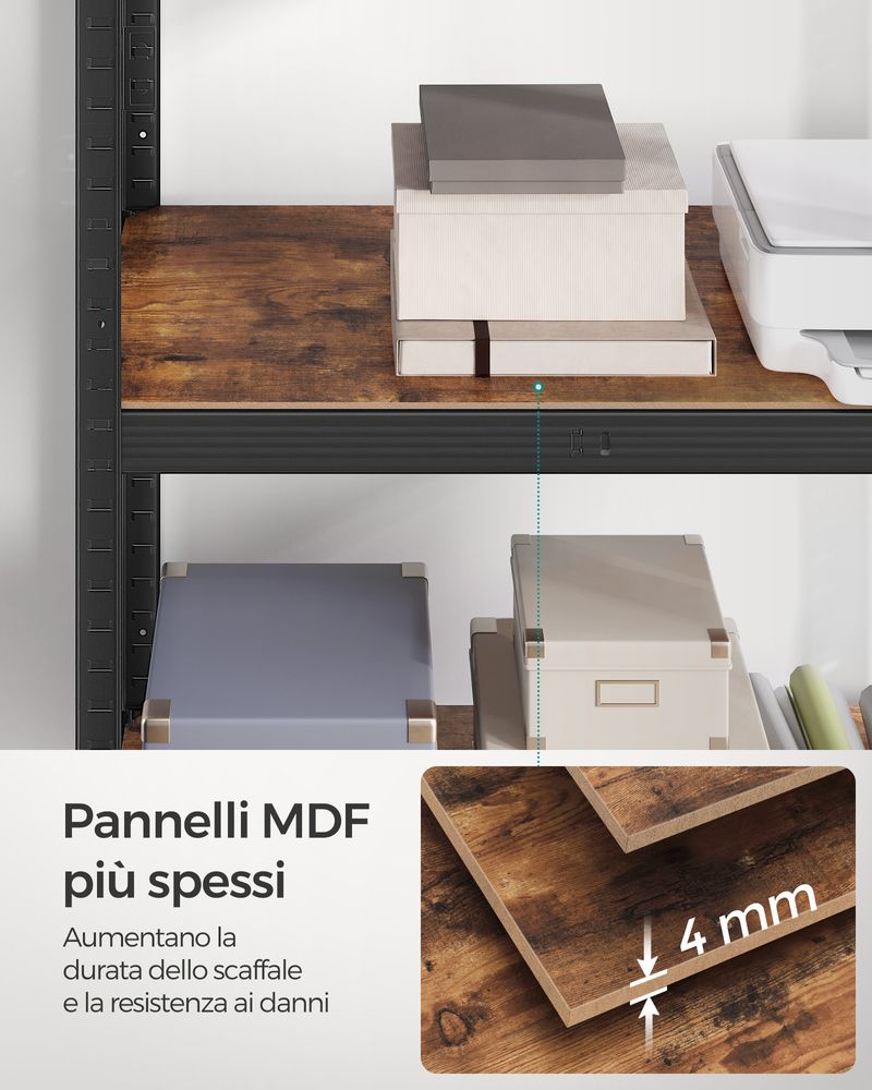 Scaffale PrimeMatik Mini Home Click in metallo con 3 ripiani in legno e  dimensioni totali 80 x 30 x 90 cm in colore antracite / rovere - Cablematic