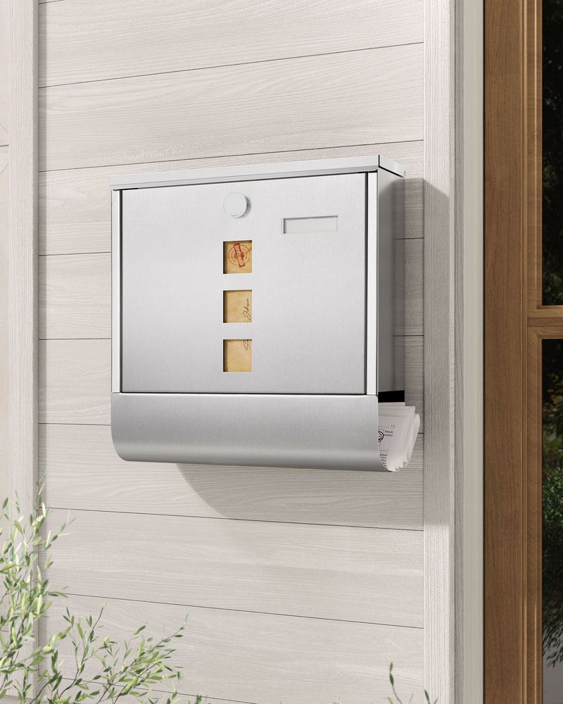 Cassetta Postale SONGMICS Grigio Antracite - Serratura In Rame, Finestra Di Visualizzazione, Portagiornali, 10x30.8x33.8cm - Foto 2