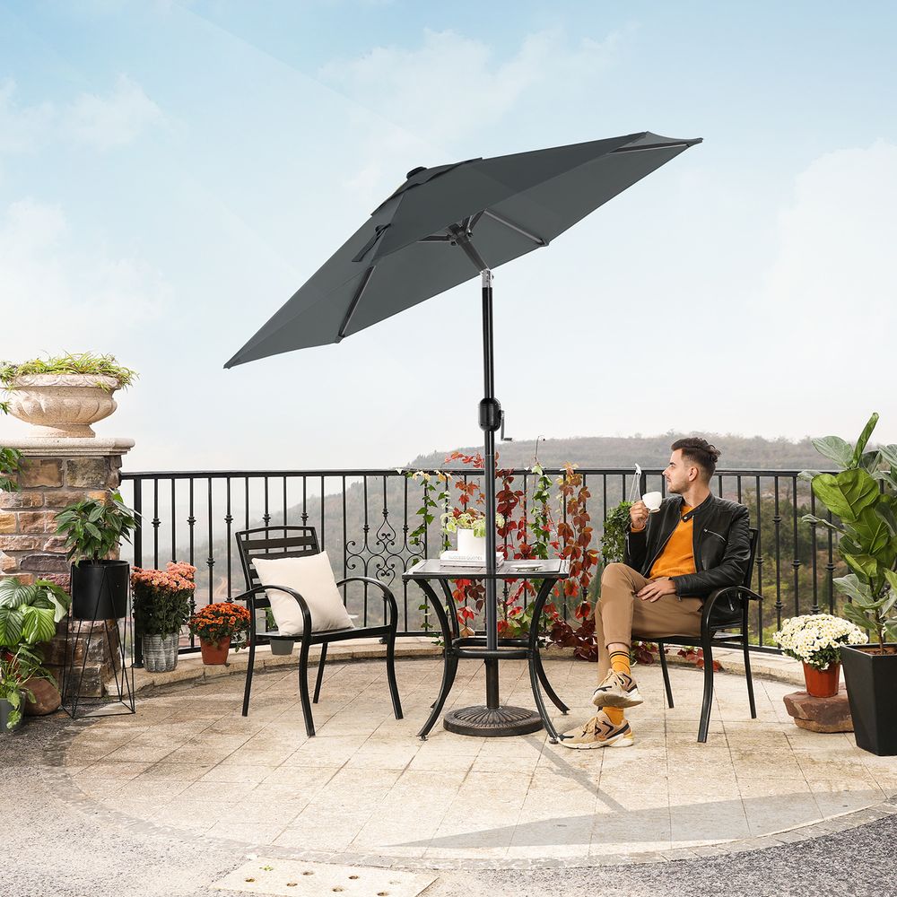 Ombrellone Decentrato SONGMICS 3m Con Base - Beige, UPF 50+, Inclinabile, Per Giardino E Terrazzo - 4