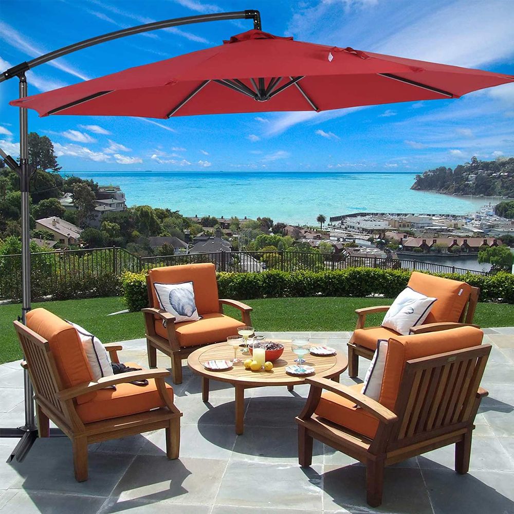 SONGMICS Ombrellone Da Giardino Decentrato 3m Con Base: Protezione UV 50+ Per La Tua Terrazza!
