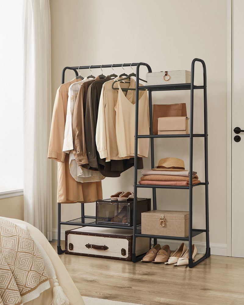 SONGMICS Appendiabiti Con Ripiani | Portaoggetti E Portascarpe, Design A Triangolo, Bianco - Salvaspazio