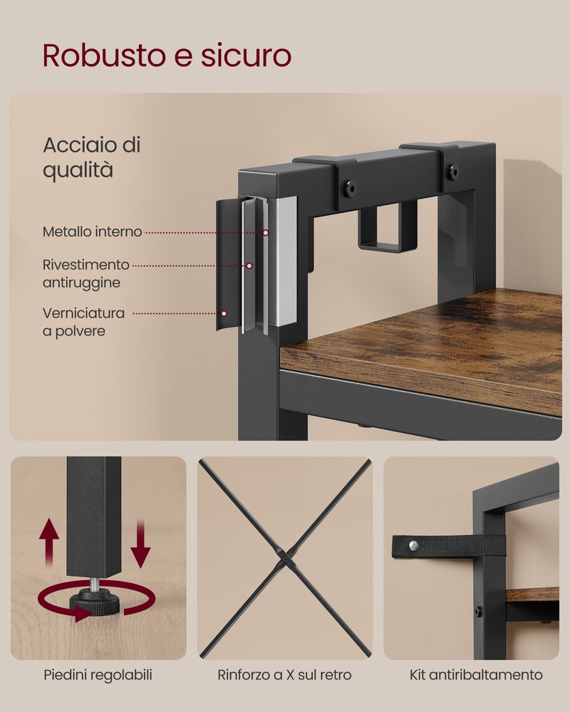 TINKLE WELL Appendiabiti 3 In 1 Con Panca, Ripiani E Organizer Per Scarpe - Telaio In Metallo 190x68,6x34 Cm, Nero - 3