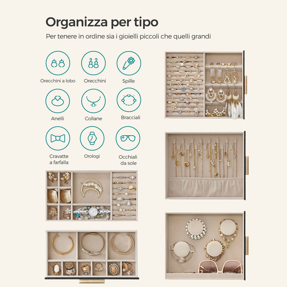 Organizer per gioielli / Grande display per orecchini / Portagioie