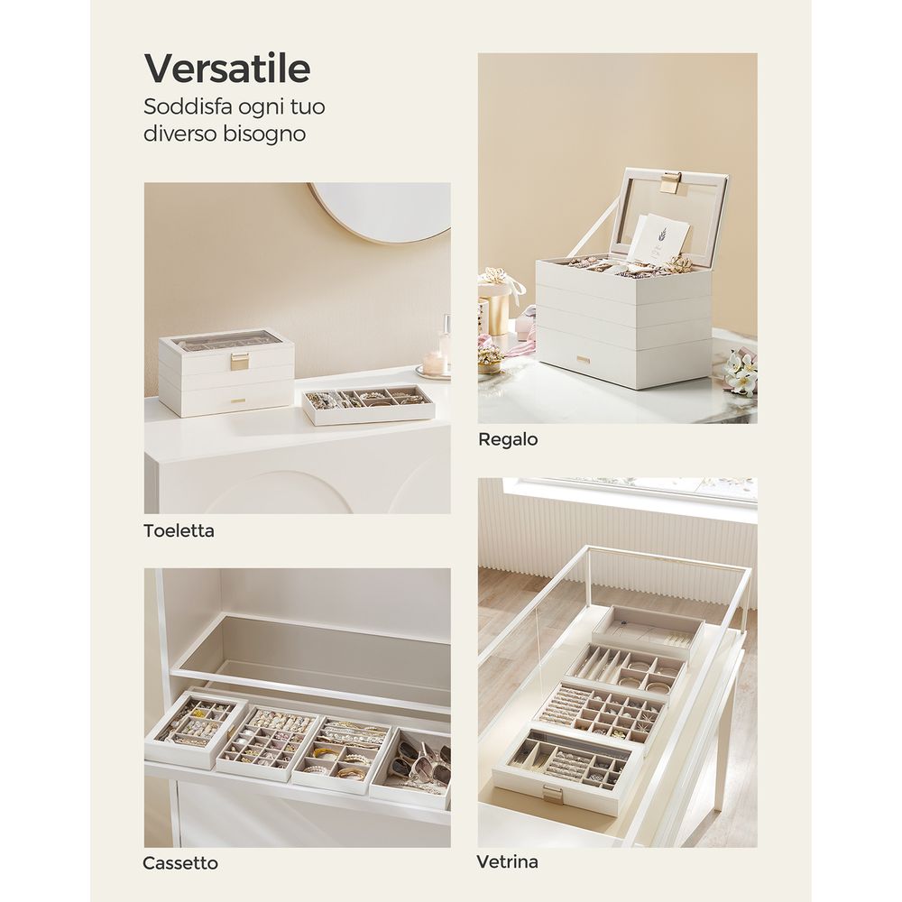 Papten Vassoio portagioie in pelle impilabile Cassetto portagioie organizzatore 24 scomparti Espositore per gioielli (arancione