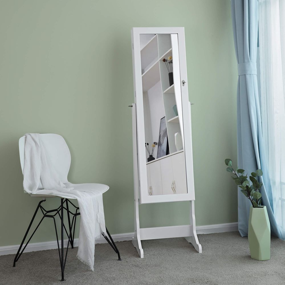 Colore: Bianco con 5 cassetti e Specchio SONGMICS JBC55W Portagioie in  Legno MDF a 6 Ripiani Portagioielli da armadio Casa e cucina