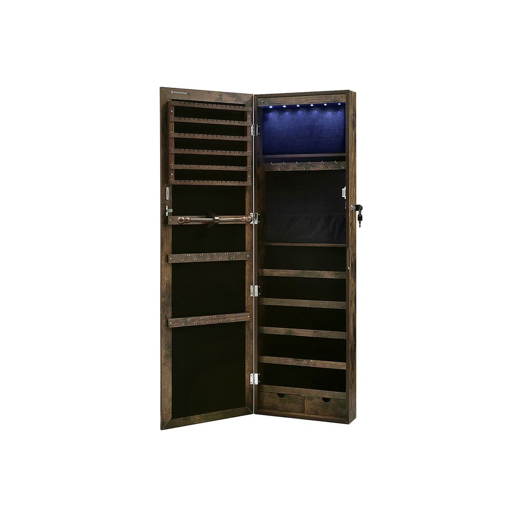 Armadio Portagioie con specchio e 6 cassetti in legno Armadietto