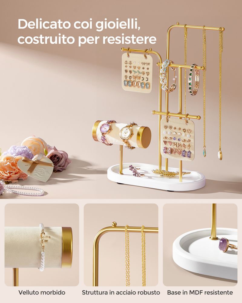 Espositore Per Collane A Forma Di Piede – Legno – Cornice 31,5 X 20 Cm – Per Gioielli E Accessori - 6