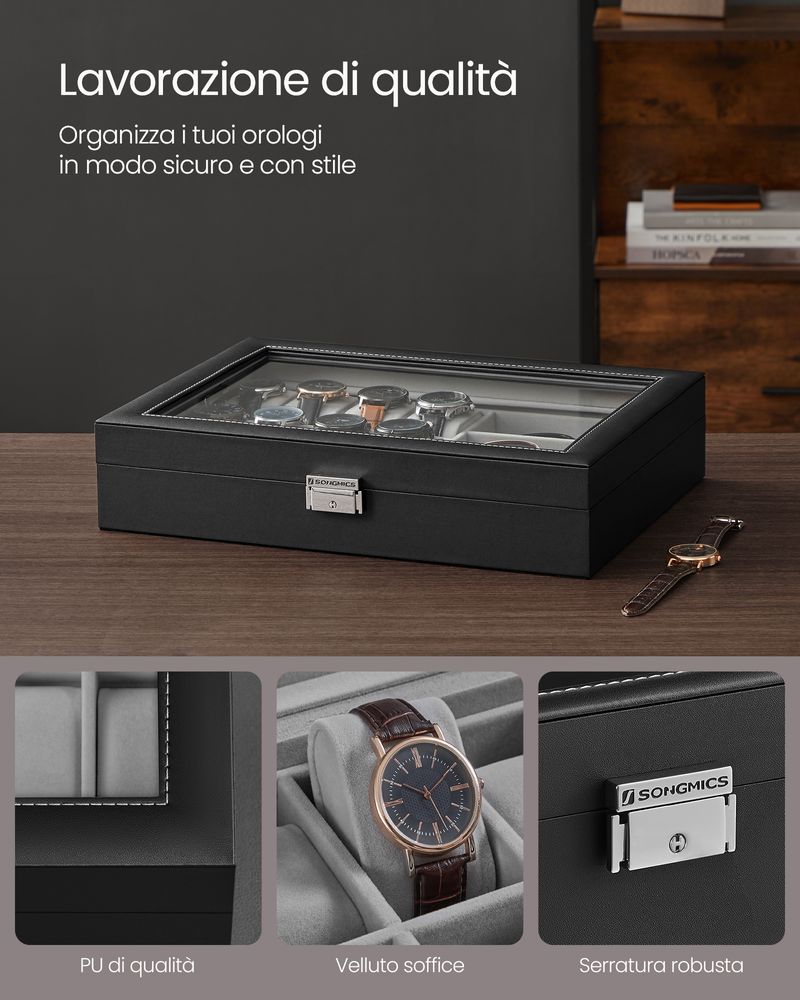 Songmics Porta Orologi Velluto Scatola Del Tempo Per Orologi