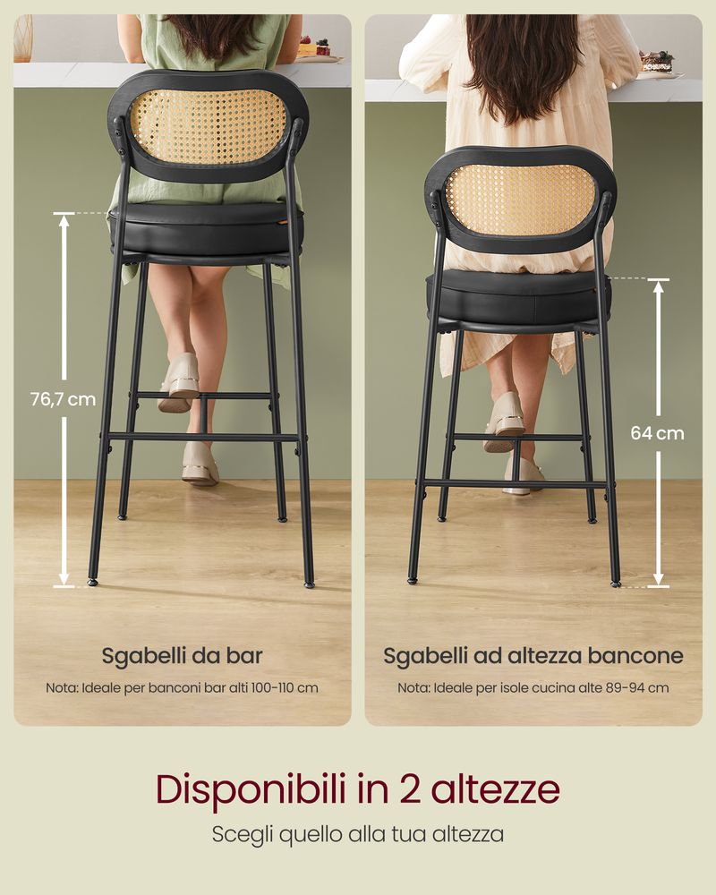 Set di 2 sgabelli da bar con schienale Bianco
