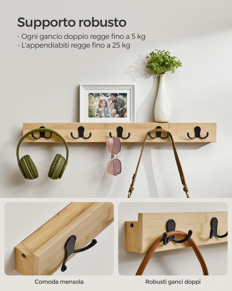 Jaysamay Senza Foratura Colla Appendiabiti Da Muro Ganci Doppi In 304