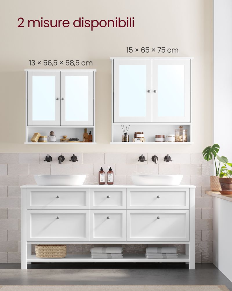 Specchio Bagno Con Luce E Mobile Ereousa 90x70x13 Cm | Anti-appannamento, Nero, IP44 - Foto 10