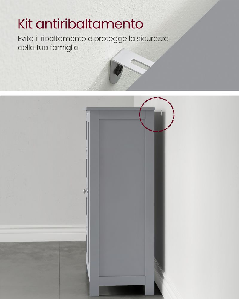 Credenza menfi gihome ® 1 anta e 3 cassetti rovere bianco in Italia