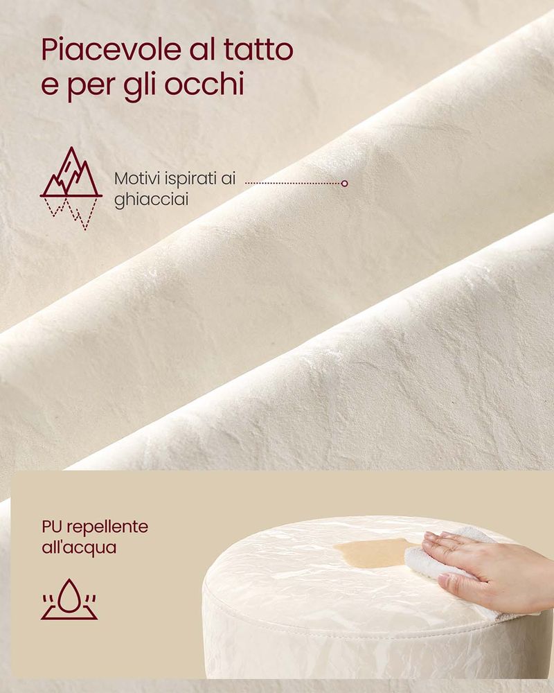 LUE BONA Sgabello Girevole 360° Per Trucco – Regolabile In Altezza Con Contenitore, Bianco, Ecopelle