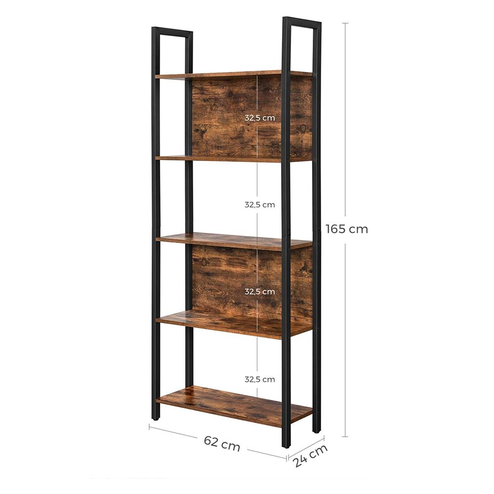 VASAGLE Scaffale, Libreria a 5 Ripiani, 40x30x153 cm,Scaffale Portaoggetti  Autoportante con Struttura in Acciaio, per