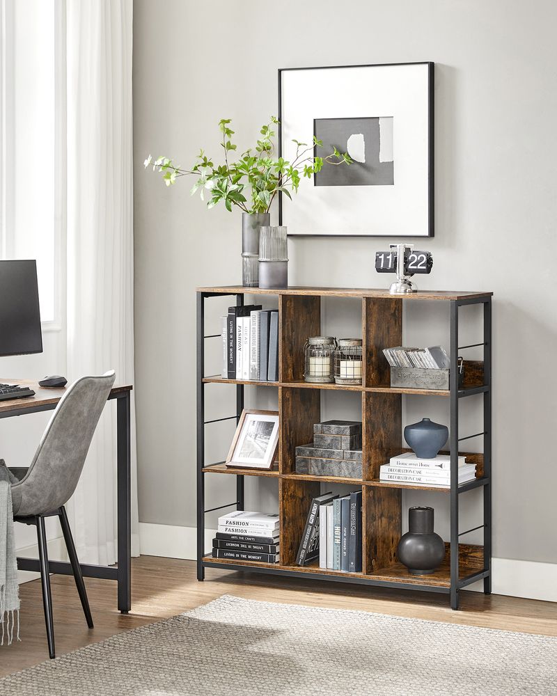 Libreria Angolare VASAGLE A 6 Ripiani – 24x102x175,2 Cm, Stile Moderno, Marrone Vintage E Nero, Carico 150 Kg – Per Soggiorno E Ufficio