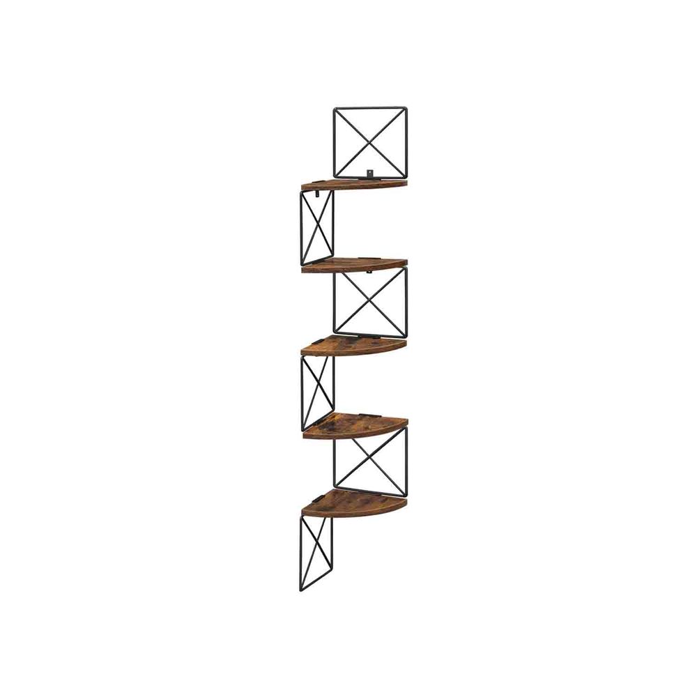 VASAGLE Mensola Angolare a 5 Ripiani, Scaffale ad Angolo, Scaffale Multiuso, Portavasi, Salotto Camera da Letto Studio, 30 x 30 x 150 cm, Stile Industriale, Marrone Vintage e Nero LLS803B01