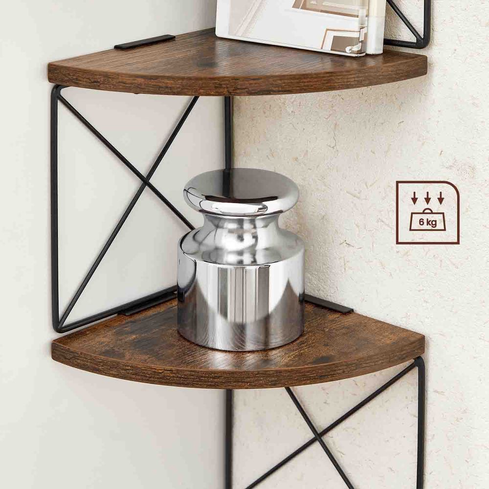 Scaffale Angolare SAUCE ZHAN 178 Cm 5 Ripiani Con Portabicchieri – Industriale In Legno E Metallo