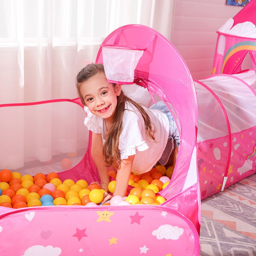 Tenda da Gioco e Tunnel per Bambini Pop-up Rosa