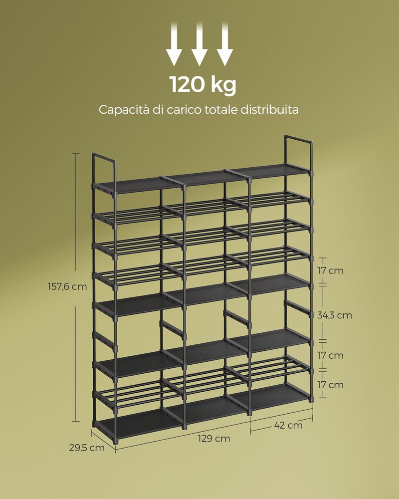SONGICS Scarpiera, 7 Ripiani, Scaffale Portascarpe Da Ingresso 28 X 46 - 8