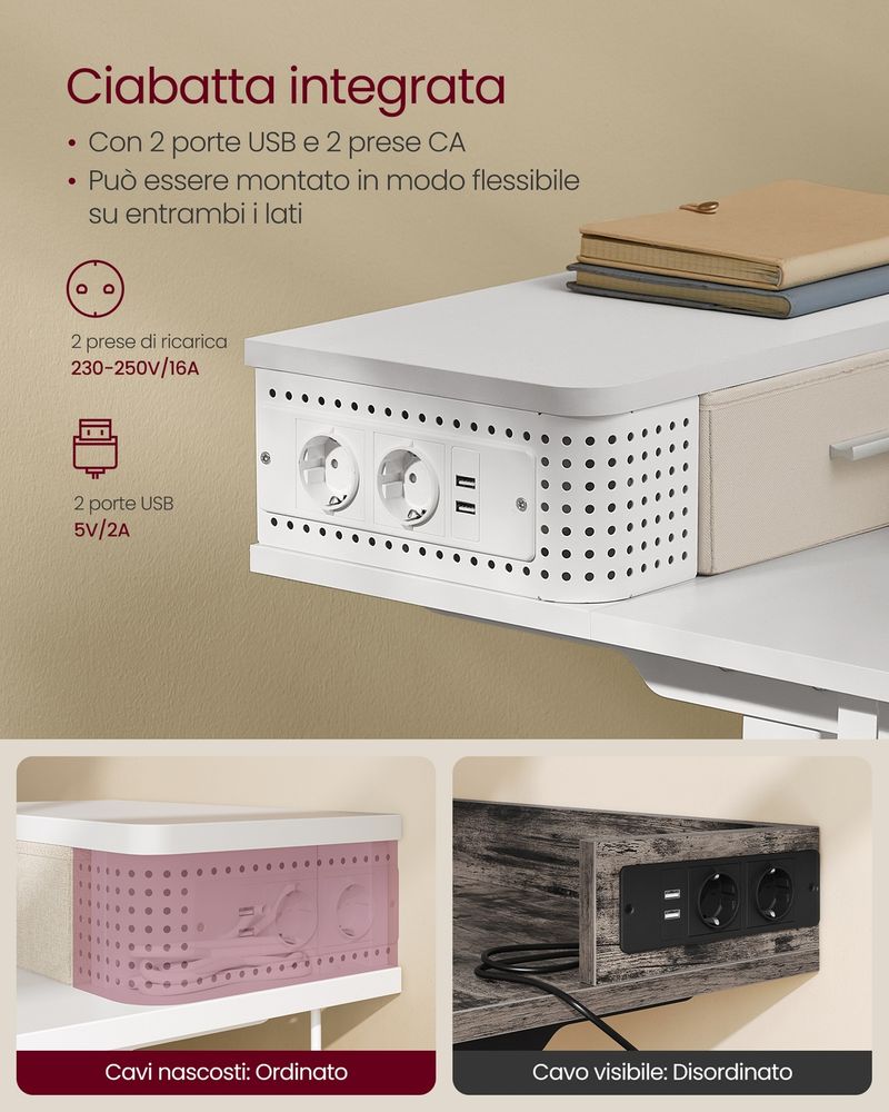 Marsail Scrivania Elettrica Altezza Regolabile 48x24 Con Memoria, Borsa E Gestione Cavi - Home Office E Gaming, Tavolo Da Lavoro Seduti/in Piedi