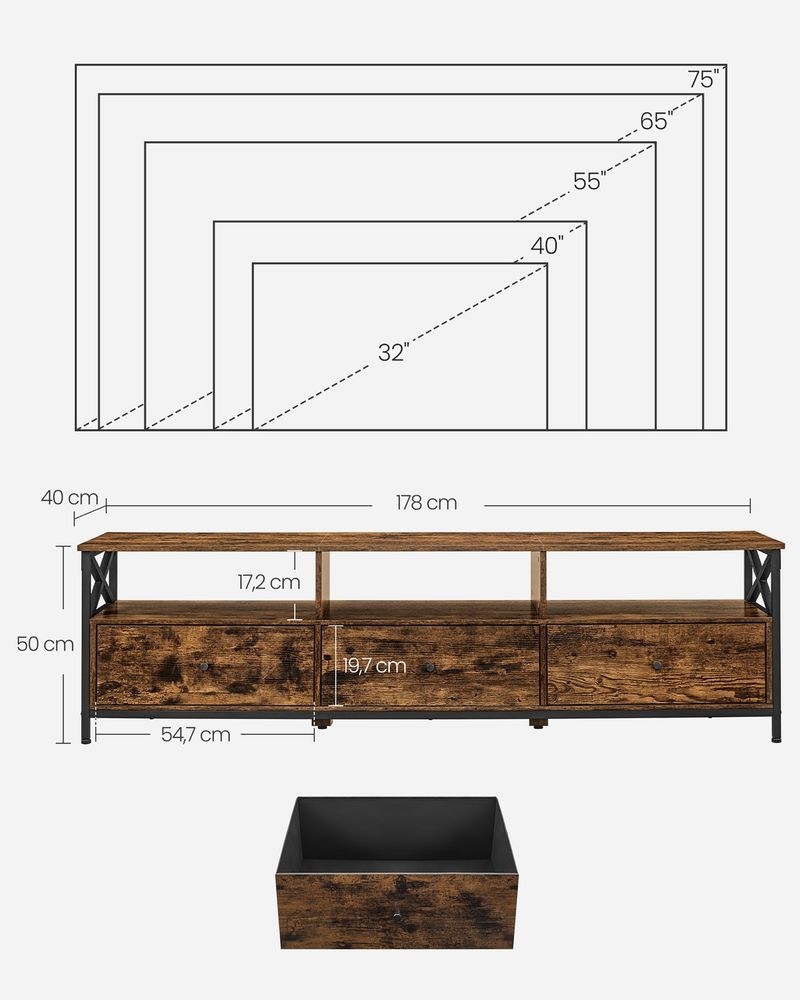 HOMCOM Mobile TV Moderno con Armadietti e Vani Aperti, Mobiletto Basso in Legno per TV fino 55