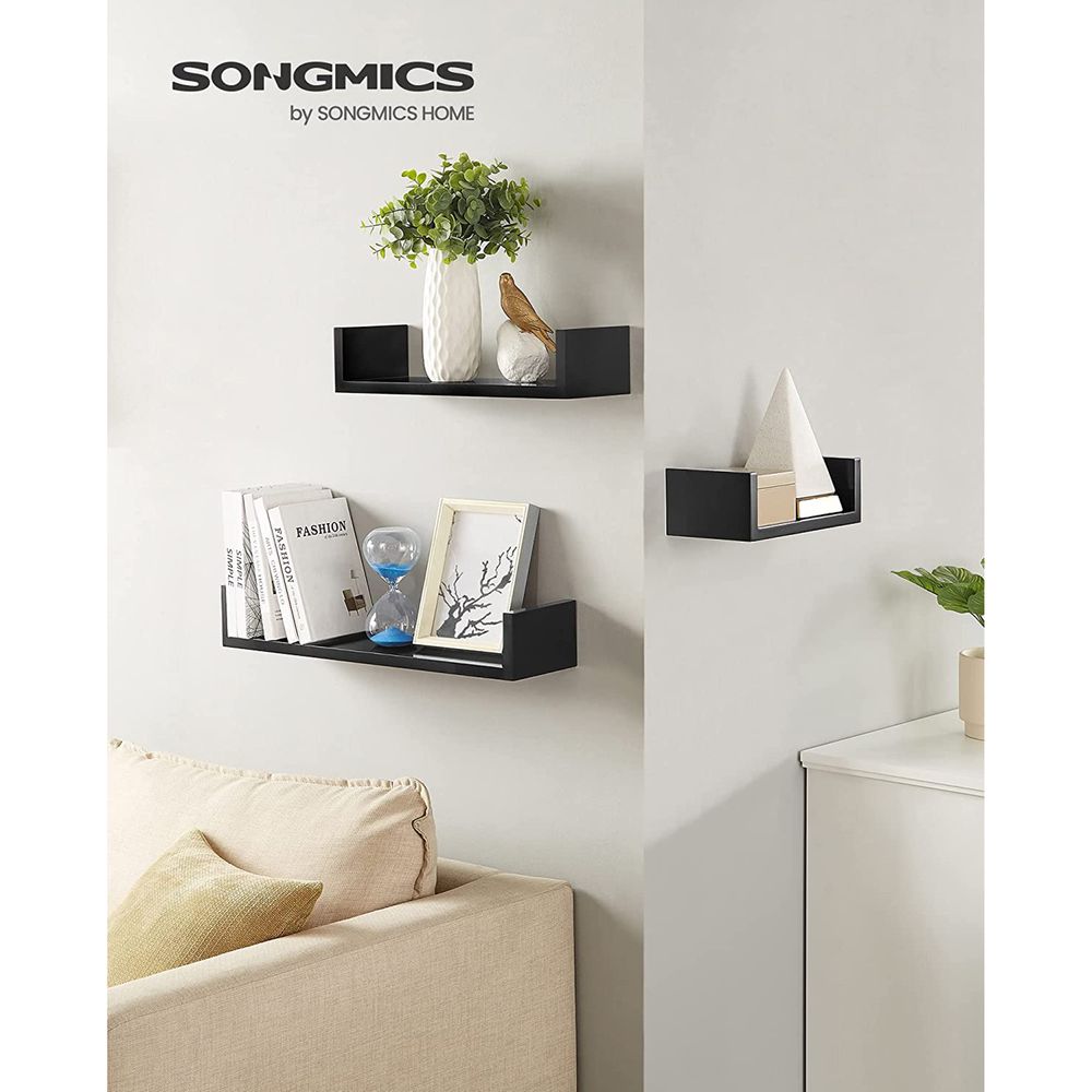 SONGMICS Mensola da parete, mensola sospesa con 2 cassetti, finitura  lucida, portata fino a 15 kg, 65 x 15 x 10 cm, corridoio, soggiorno e  cucina, bianco LWS65WT, legno : : Informatica