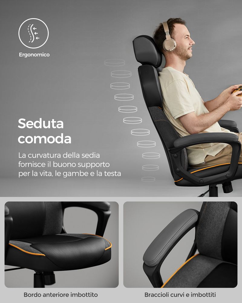 Schienale ergonomico relax nero per sedie e sedili