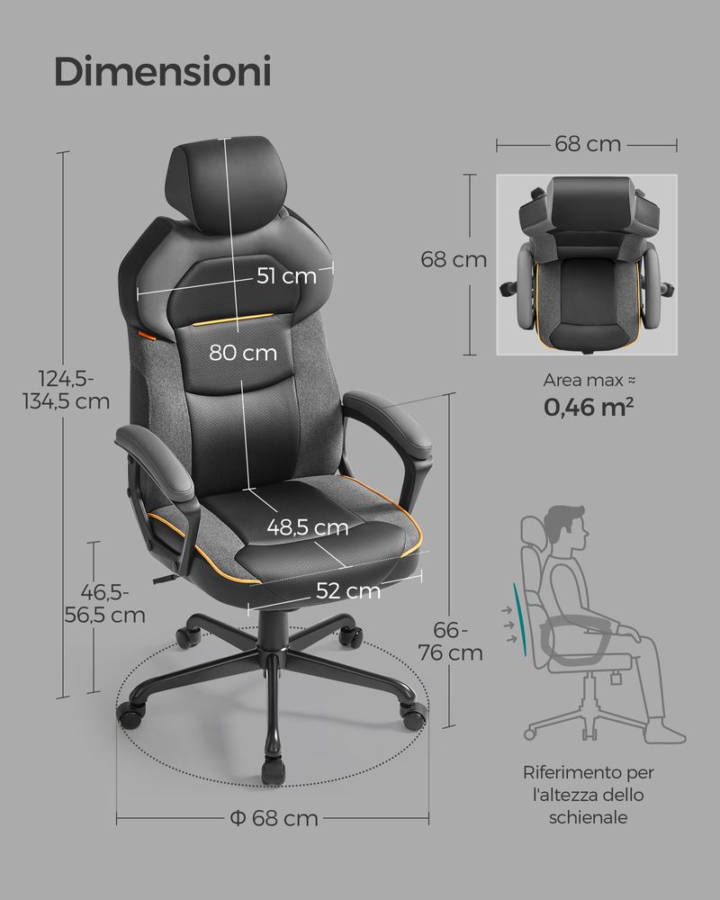 Schienale ergonomico relax nero per sedie e sedili